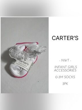 🆕CARTER’S - 0/3M - NWT - 3PK - INFANT GIRLS FRILLY SOCKS
